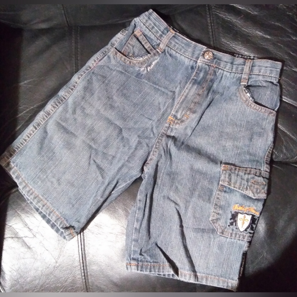 Boy's Faded Multi-pocket Denim Blue Jean Shorts